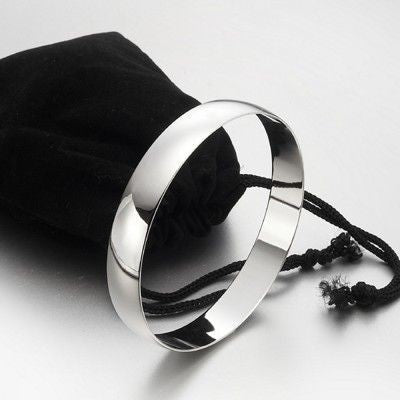 Extra Wide 925 Sterling Silver Plated Women's 13mm Plain Bangle - USA Made