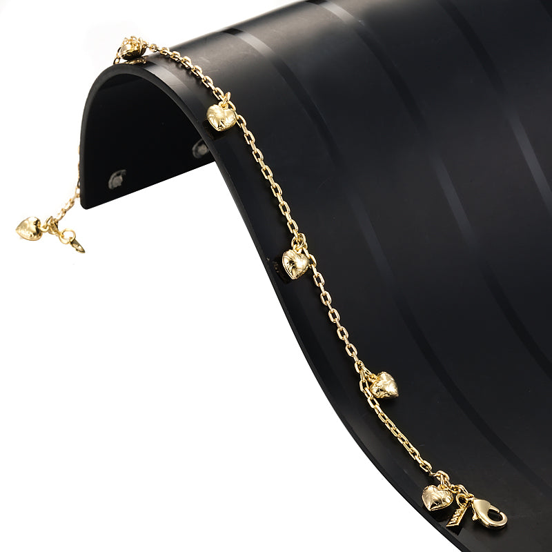 Fußkette mit Herzanhänger, Gelbgold 18 Karat, plattiert – A400-Y-10