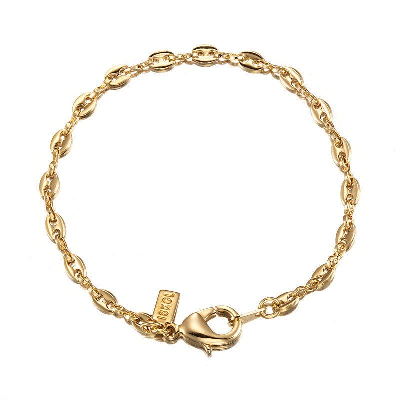Pulsera infantil con ancla marina chapada en oro amarillo pesado de 18 quilates con cierre de loro - B103-Y