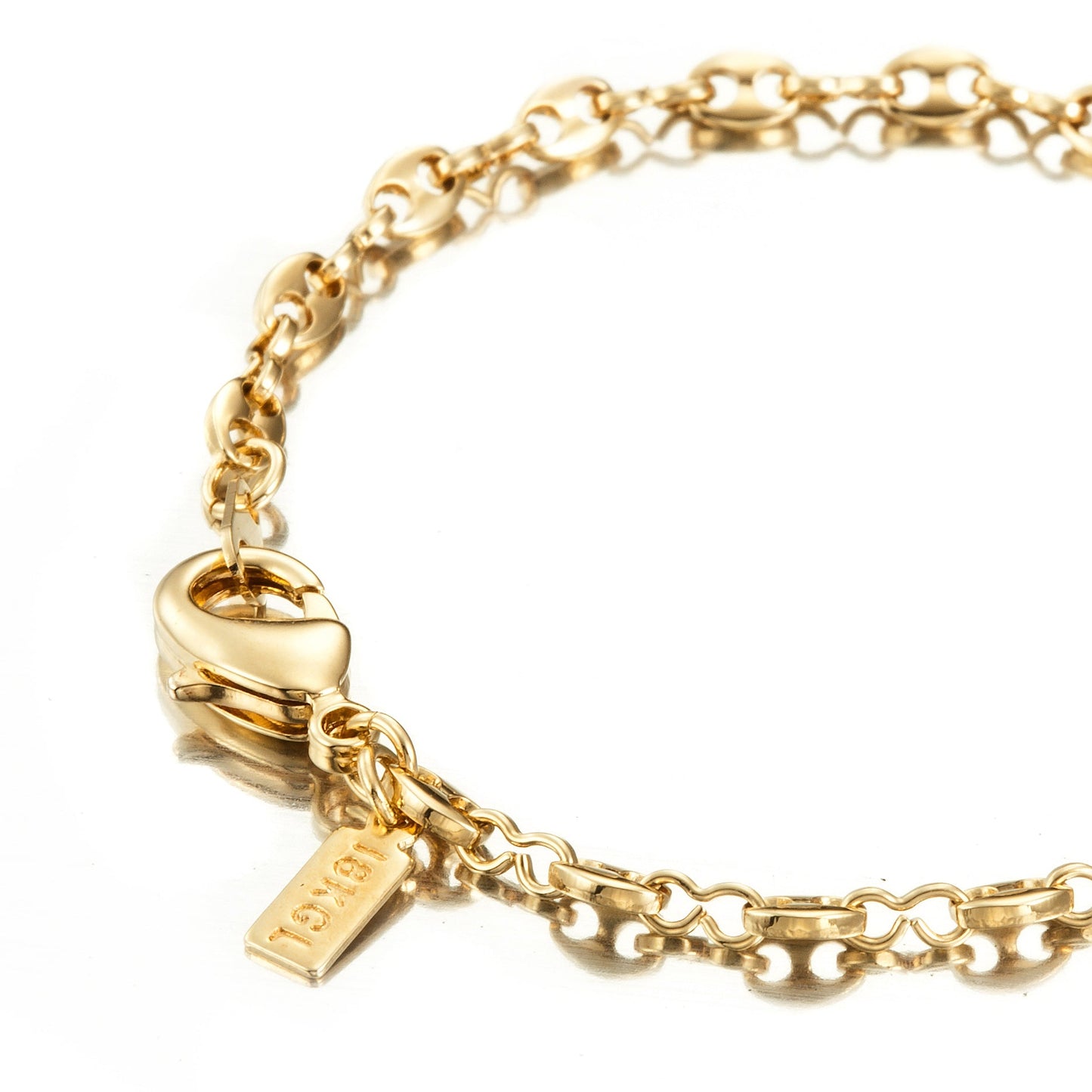 Pulsera infantil con ancla marina chapada en oro amarillo pesado de 18 quilates con cierre de loro - B103-Y