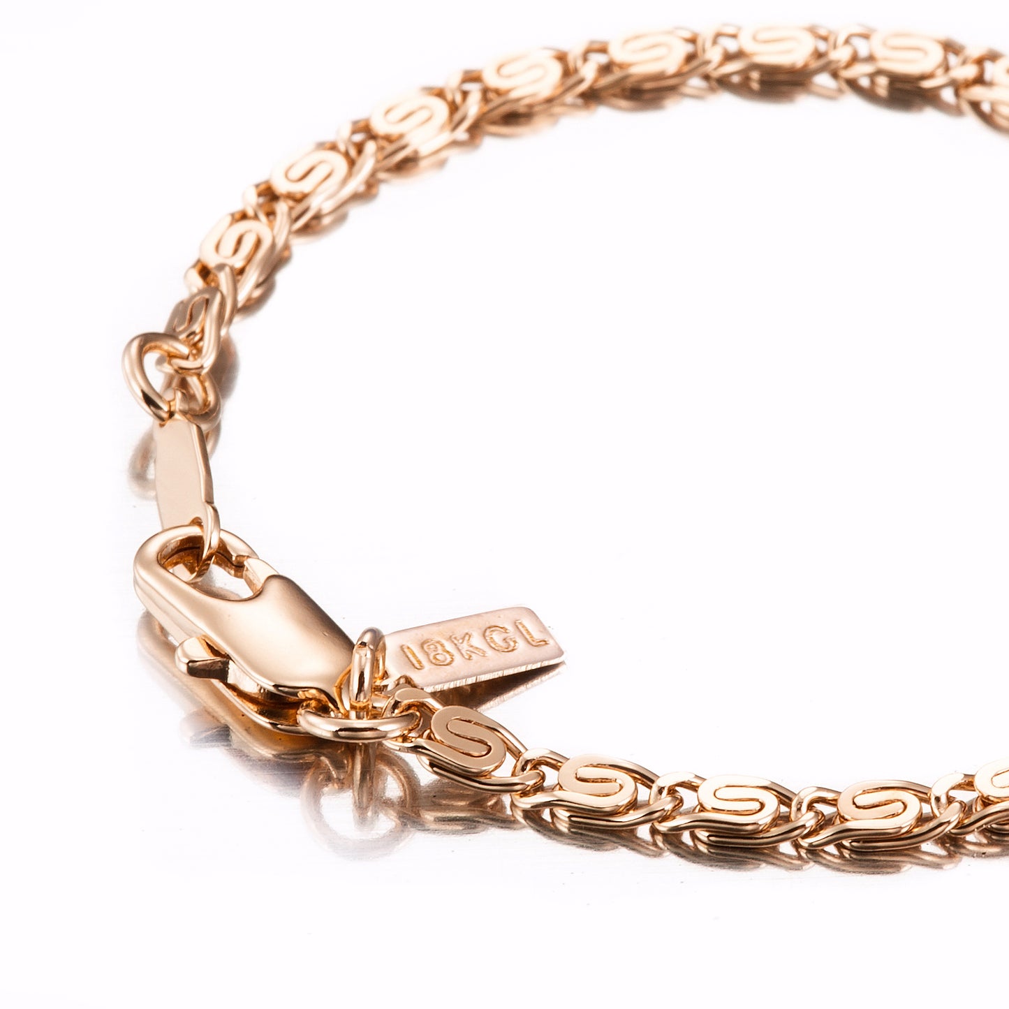 Pulsera infantil con eslabones de desplazamiento chapada en oro amarillo pesado de 18 quilates con cierre de loro - B105-Y