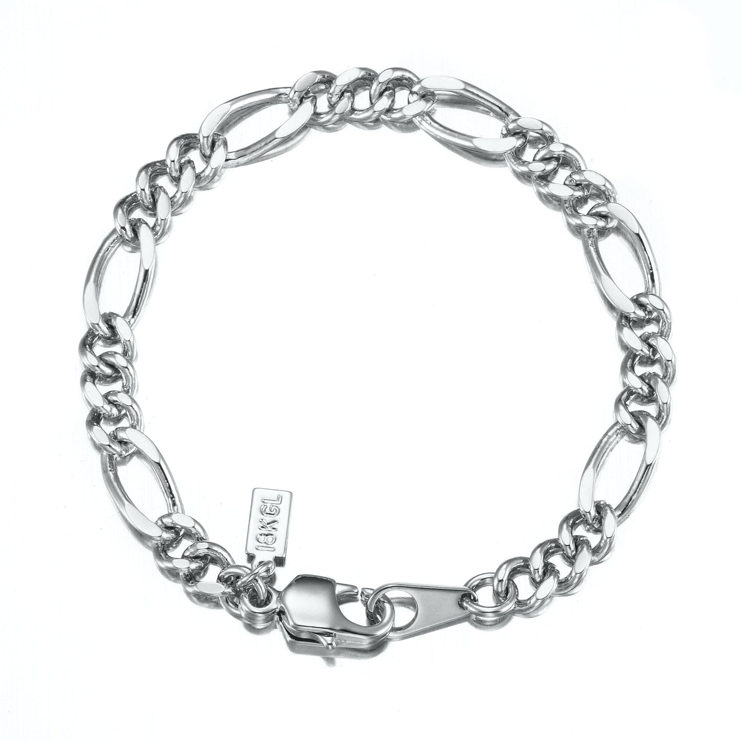 925 Sterling Silver Plated Figaro Child Bracelet with Parrot Clasp - USA Made