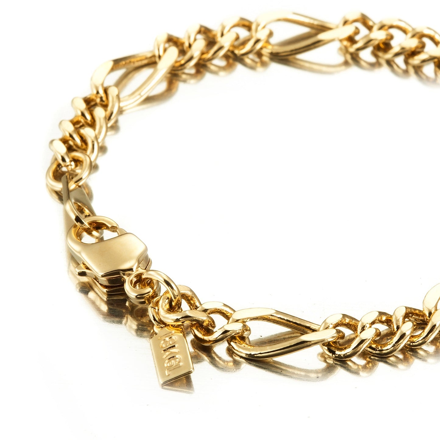 Pulsera infantil Figaro chapada en oro amarillo pesado de 18 quilates con cierre de loro - B113-Y