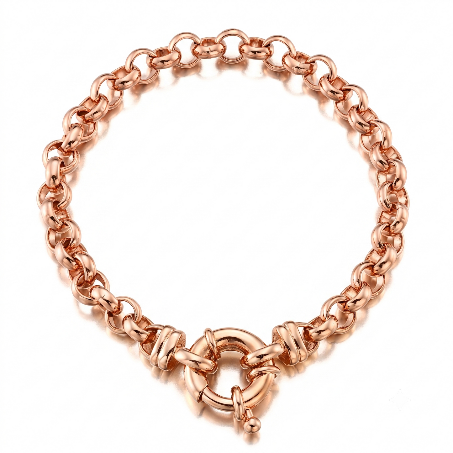 Pulsera de cadena Belcher chapada en oro rosa pesado de 18 quilates con cierre de perno - B201B-R
