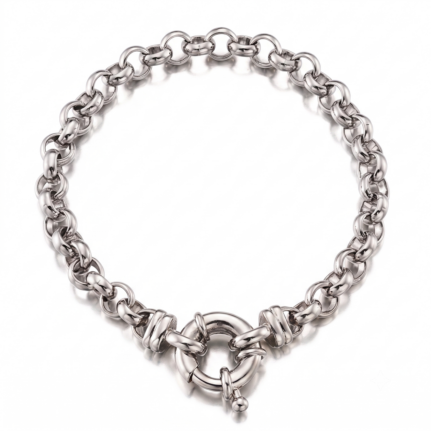 925 Sterling Silver Plated 6mm Belcher Chain Bracelet with Marina Bolt Clasp