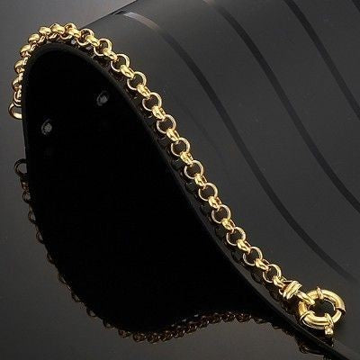 18ct Heavy Yellow Gold Plated 6mm Belcher Chain Bracelet with Bolt Clasp