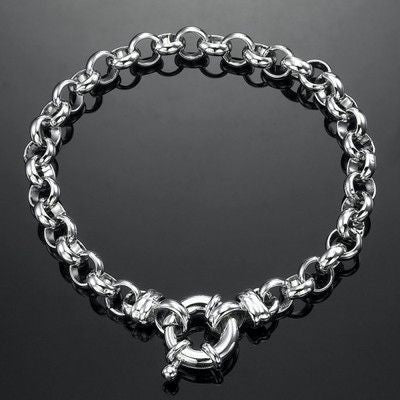 925 Sterling Silver Plated 6mm Belcher Chain Bracelet with Marina Bolt Clasp