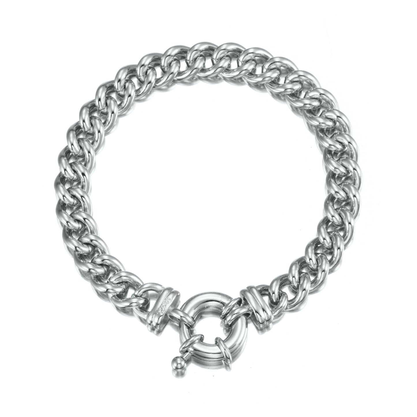 925 Sterling Silver Plated Euro Chain Bracelet with Bolt Clasp - USA Made