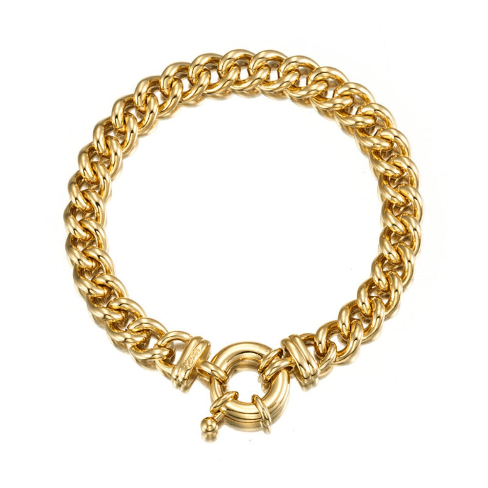 Pulsera de cadena europea chapada en oro amarillo pesado de 18 quilates con cierre de perno - Fabricada en EE. UU.