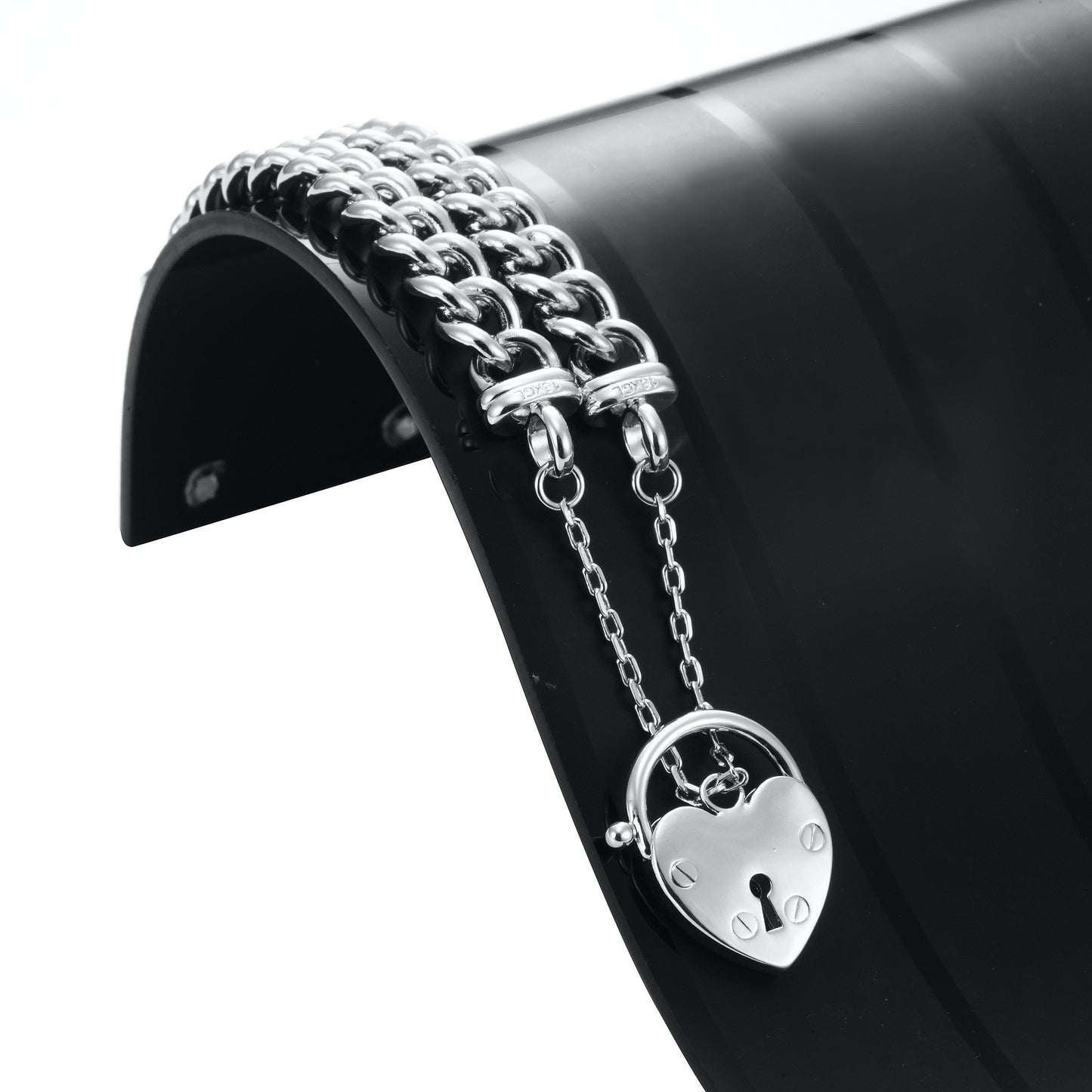 925 Sterling Silver Plated Euro 8mm Chain Bracelet Featuring a Plain Locket - USA Made