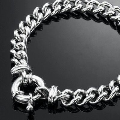 925 Sterling Silver Plated 8mm Euro Chain Bracelet with Marina Bolt Clasp - USA Made