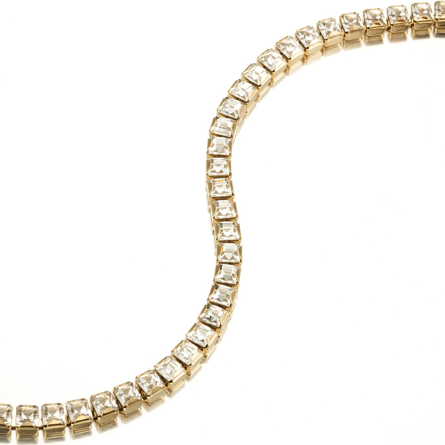 Tennisarmband mit schwerem Gelbgold plattiertem Swarovski-Kristall, 18 Karat, hergestellt in den USA