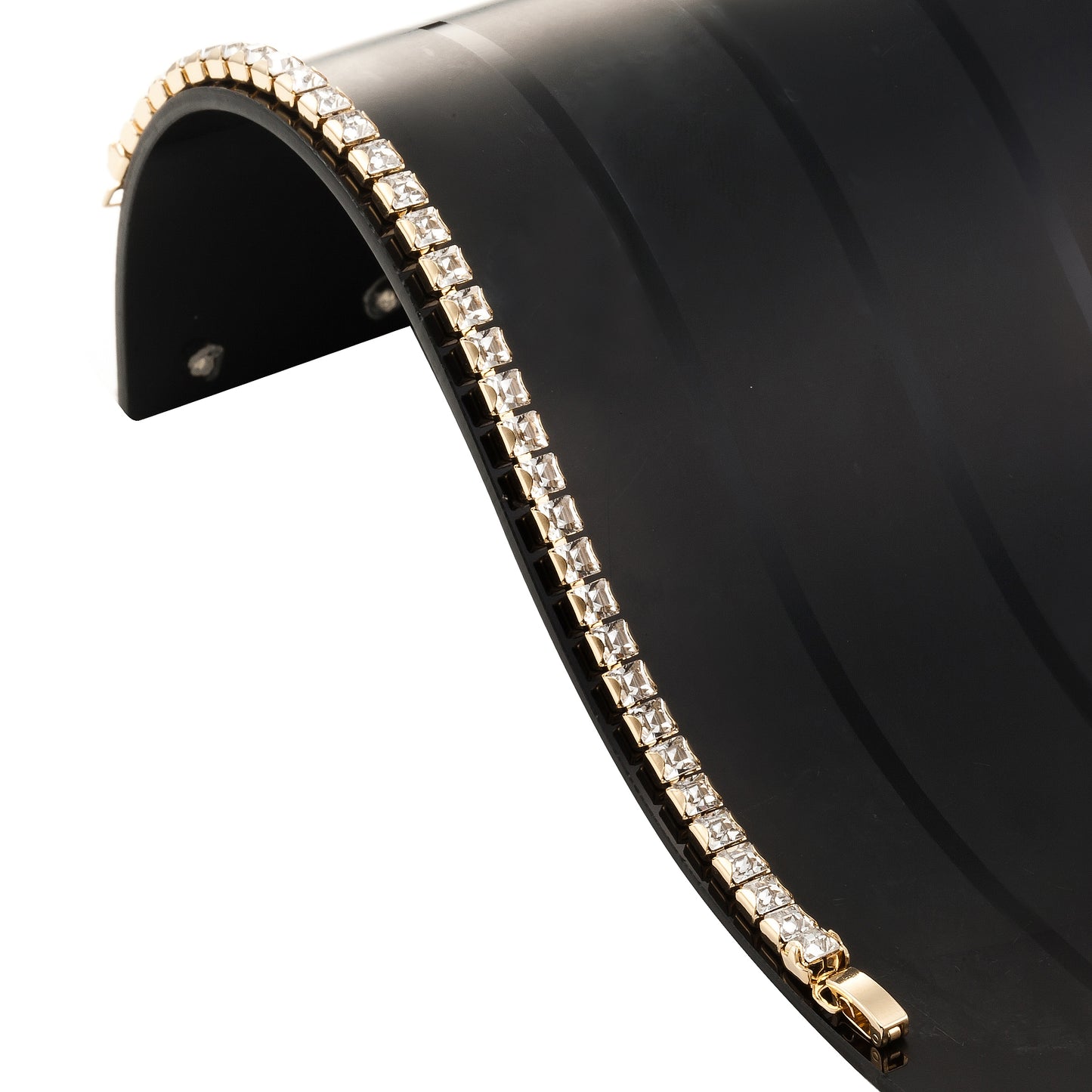 Tennisarmband mit schwerem Gelbgold plattiertem Swarovski-Kristall, 18 Karat, hergestellt in den USA