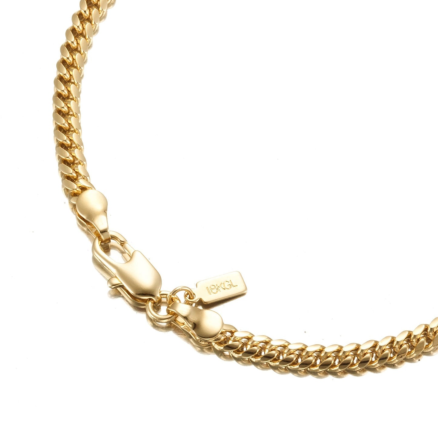Pulsera de cadena curvada de 3,5 mm chapada en oro amarillo pesado de 18 quilates con cierre de langosta - Fabricada en EE. UU.
