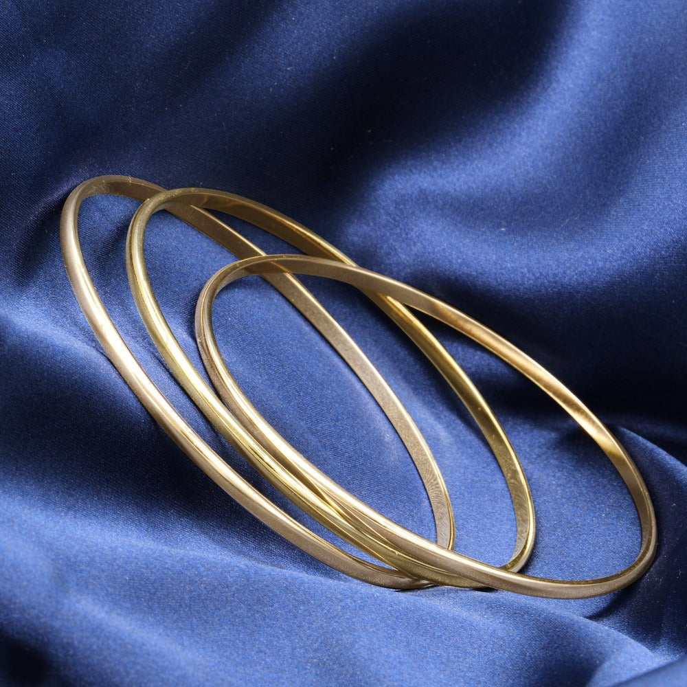18ct Heavy Yellow Gold Plated Plain 3mm Triple Bangle Set