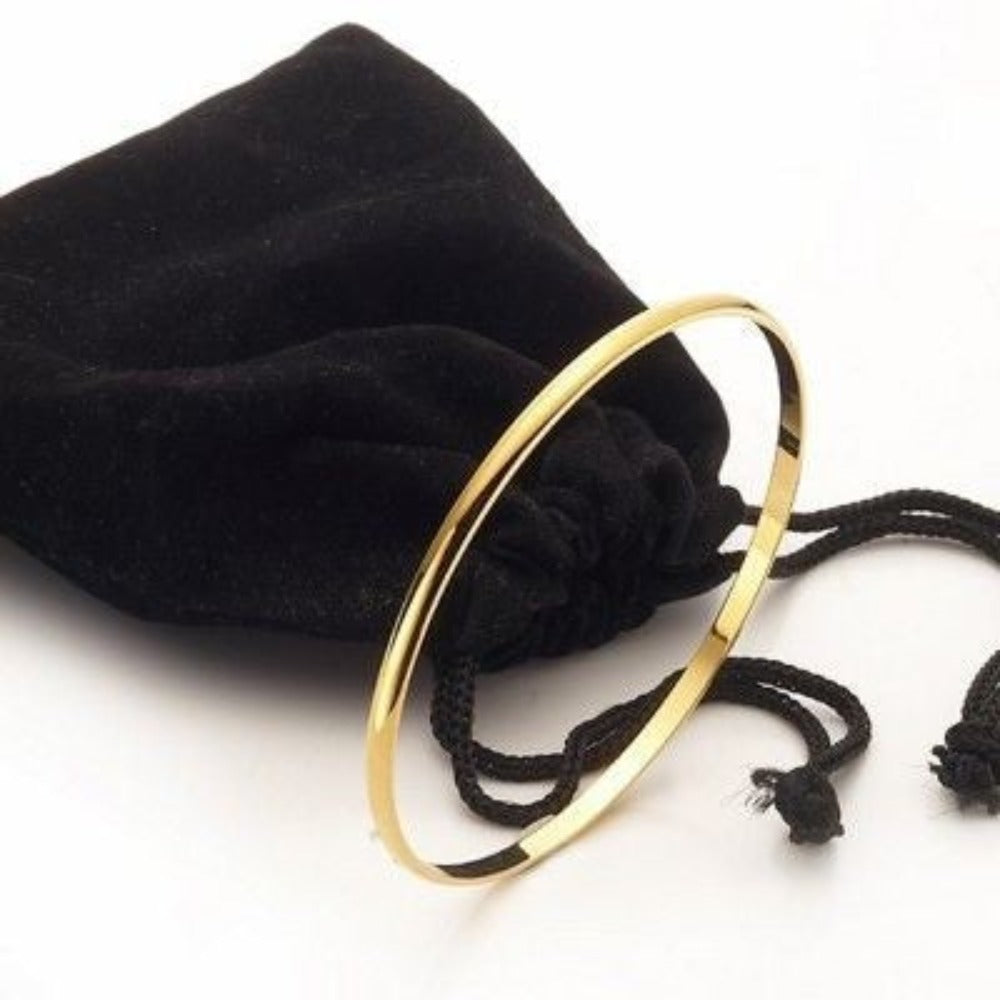 Brazalete liso de 3 mm chapado en oro amarillo pesado de 18 quilates - Fabricado en EE. UU.