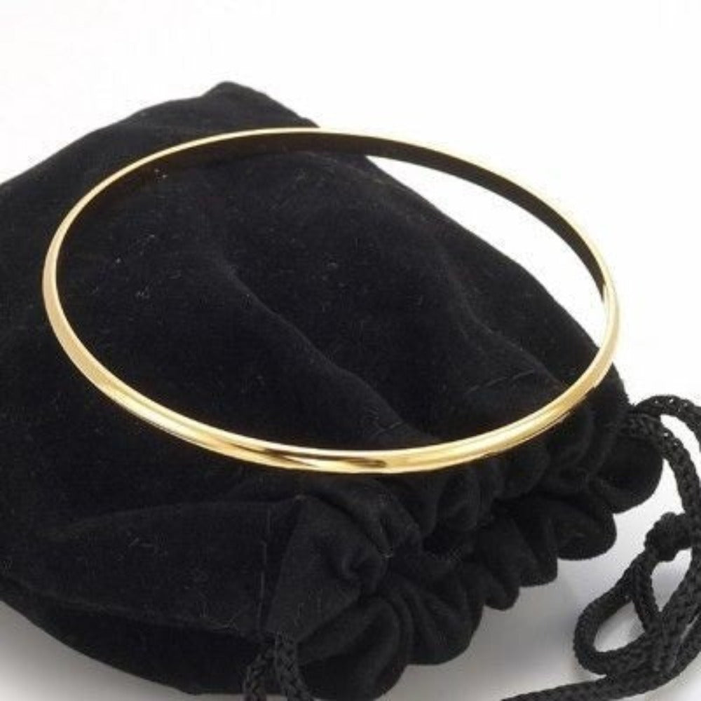 Brazalete liso de 3 mm chapado en oro amarillo pesado de 18 quilates - Fabricado en EE. UU.