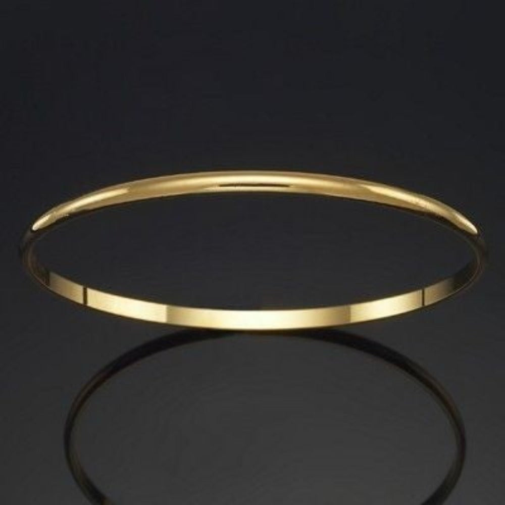 Brazalete liso de 3 mm chapado en oro amarillo pesado de 18 quilates - Fabricado en EE. UU.