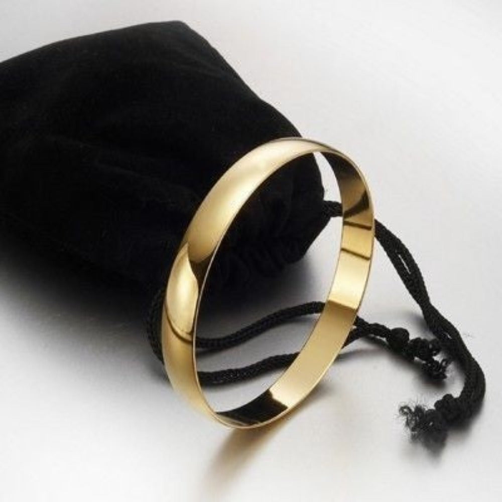 Brazalete liso de 10 mm chapado en oro amarillo pesado de 18 quilates - Fabricado en EE. UU.