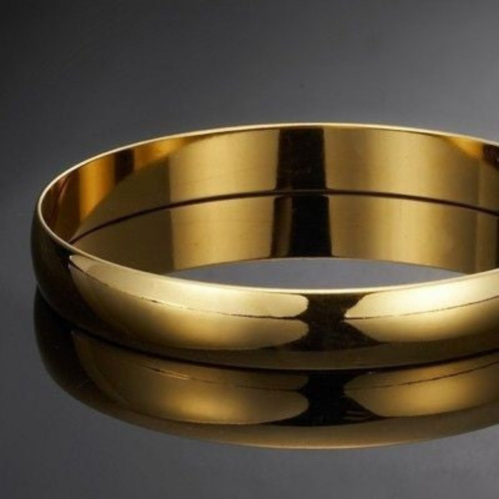 Brazalete liso para mujer chapado en oro amarillo pesado de 18 quilates, fabricado en EE. UU.