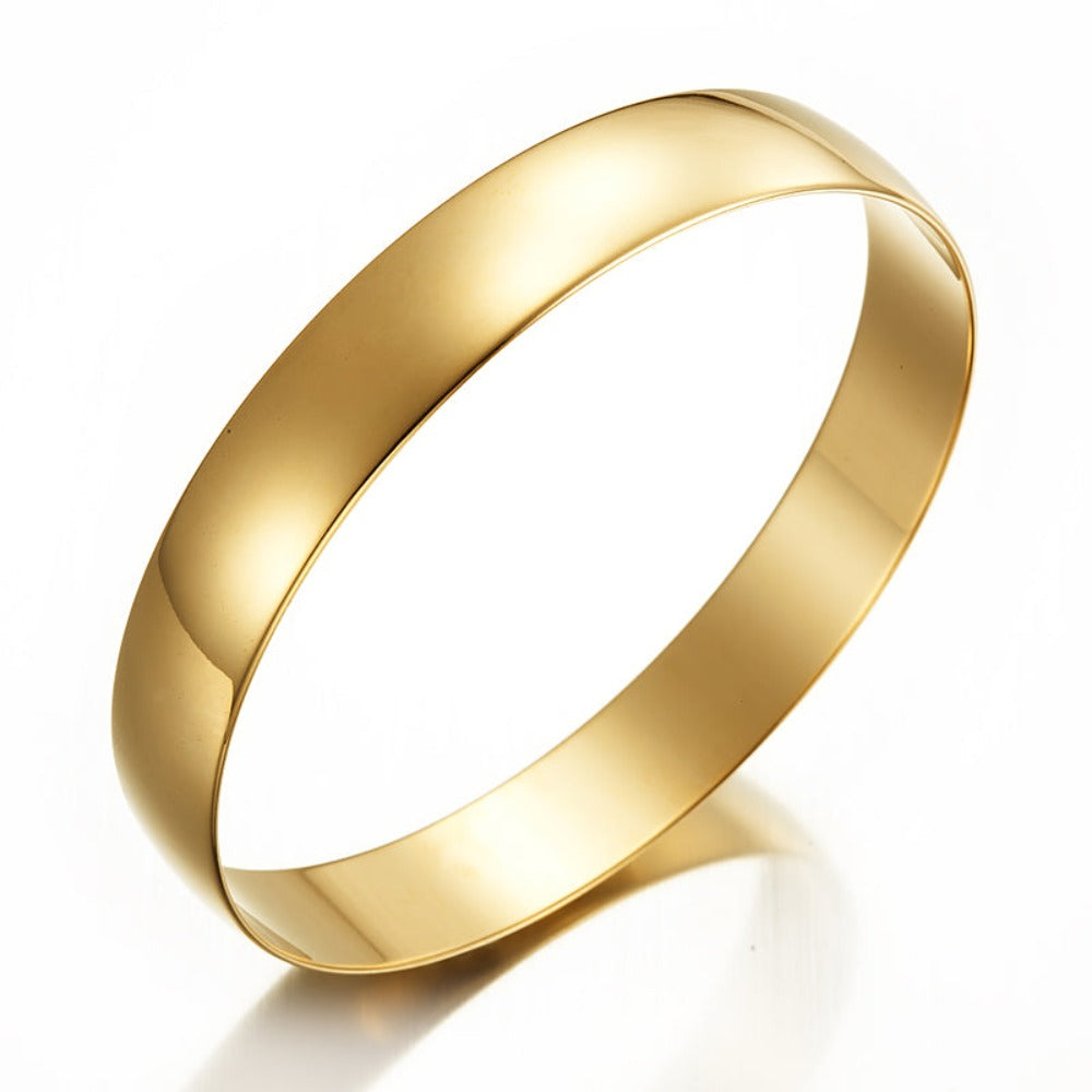 Brazalete liso extra ancho chapado en oro amarillo pesado de 18 quilates, 13 mm de ancho, fabricado en EE. UU.