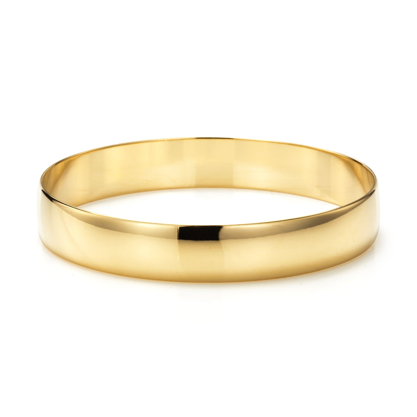 Brazalete liso extra ancho chapado en oro amarillo pesado de 18 quilates (grande) - Fabricado en EE. UU.