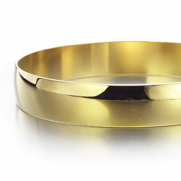 Brazalete liso extra ancho chapado en oro amarillo pesado de 18 quilates, 13 mm de ancho, fabricado en EE. UU.