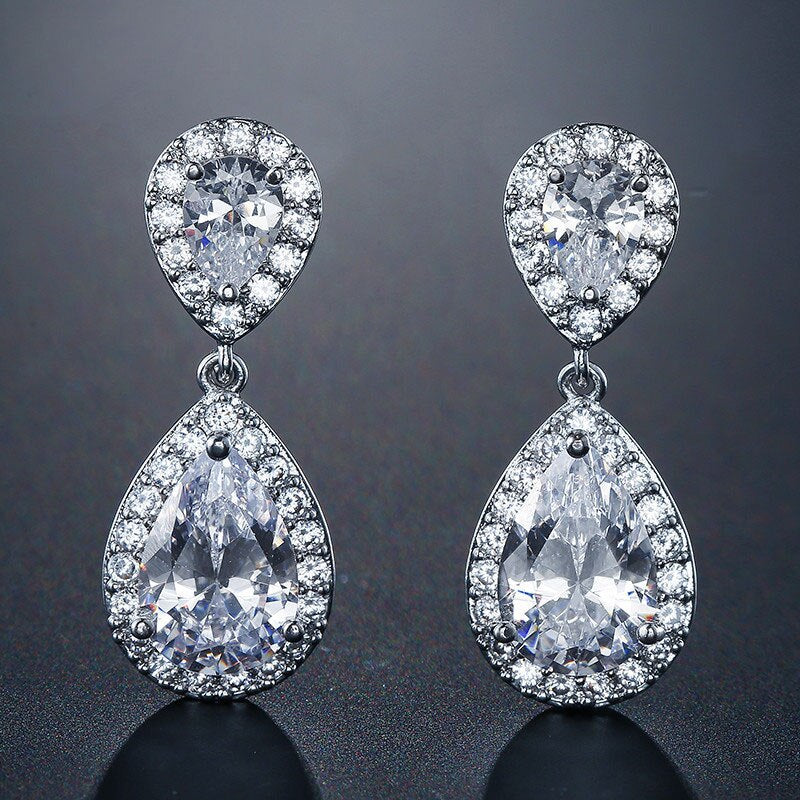 Stunning Simulated Diamond Teardrop Earrings