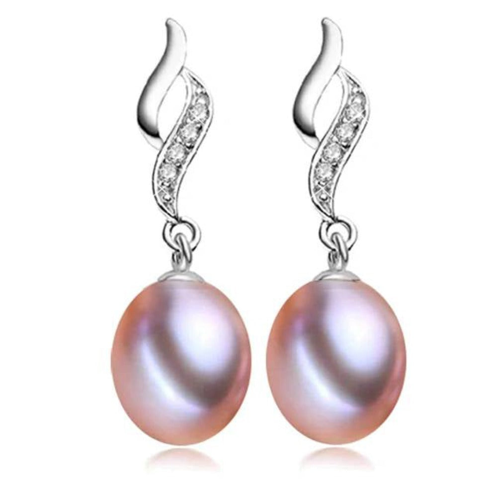 Pendientes colgantes eternos hechos con perlas genuinas de agua dulce