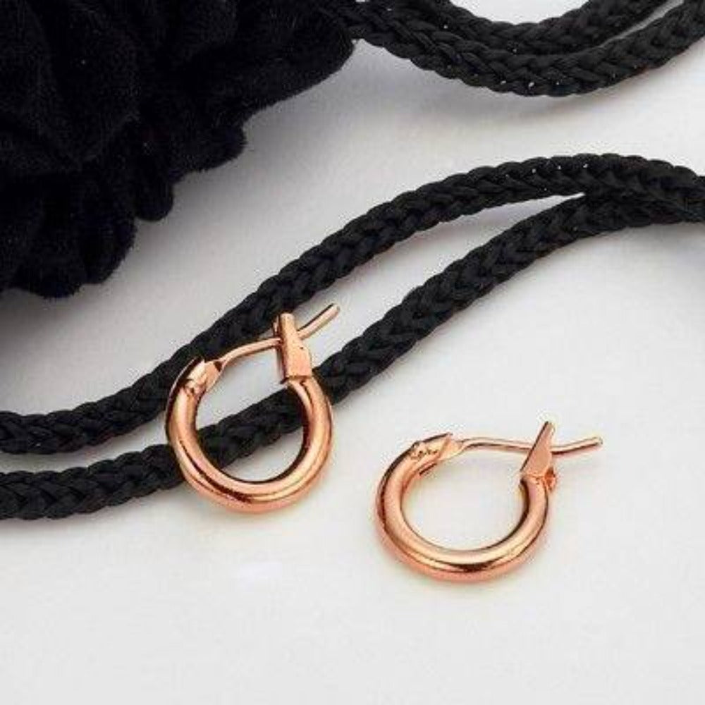 Pendientes de aro para niños y bebés, chapados en oro rosa pesado de 18 quilates, fabricados en EE. UU.