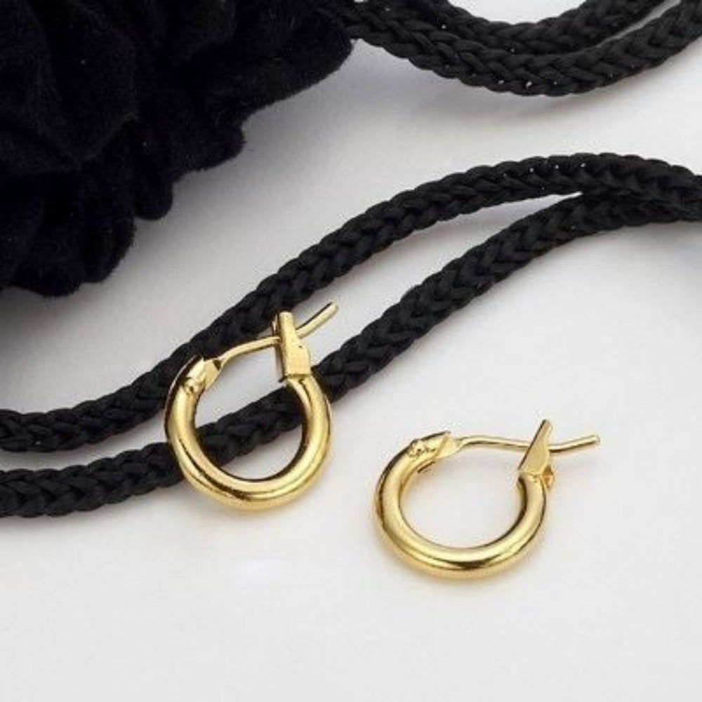 Pendientes de aro para bebé chapados en oro amarillo pesado de 18 quilates, fabricados en EE. UU.