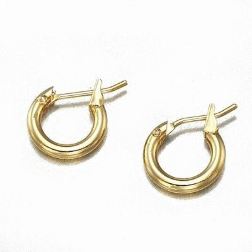 Pendientes de aro para bebé chapados en oro amarillo pesado de 18 quilates, fabricados en EE. UU.