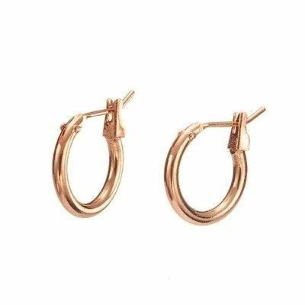 18ct Heavy Rose Gold Plated 6mm (Babies) & 9mm (Children's) Hoop Earrings - USA Made