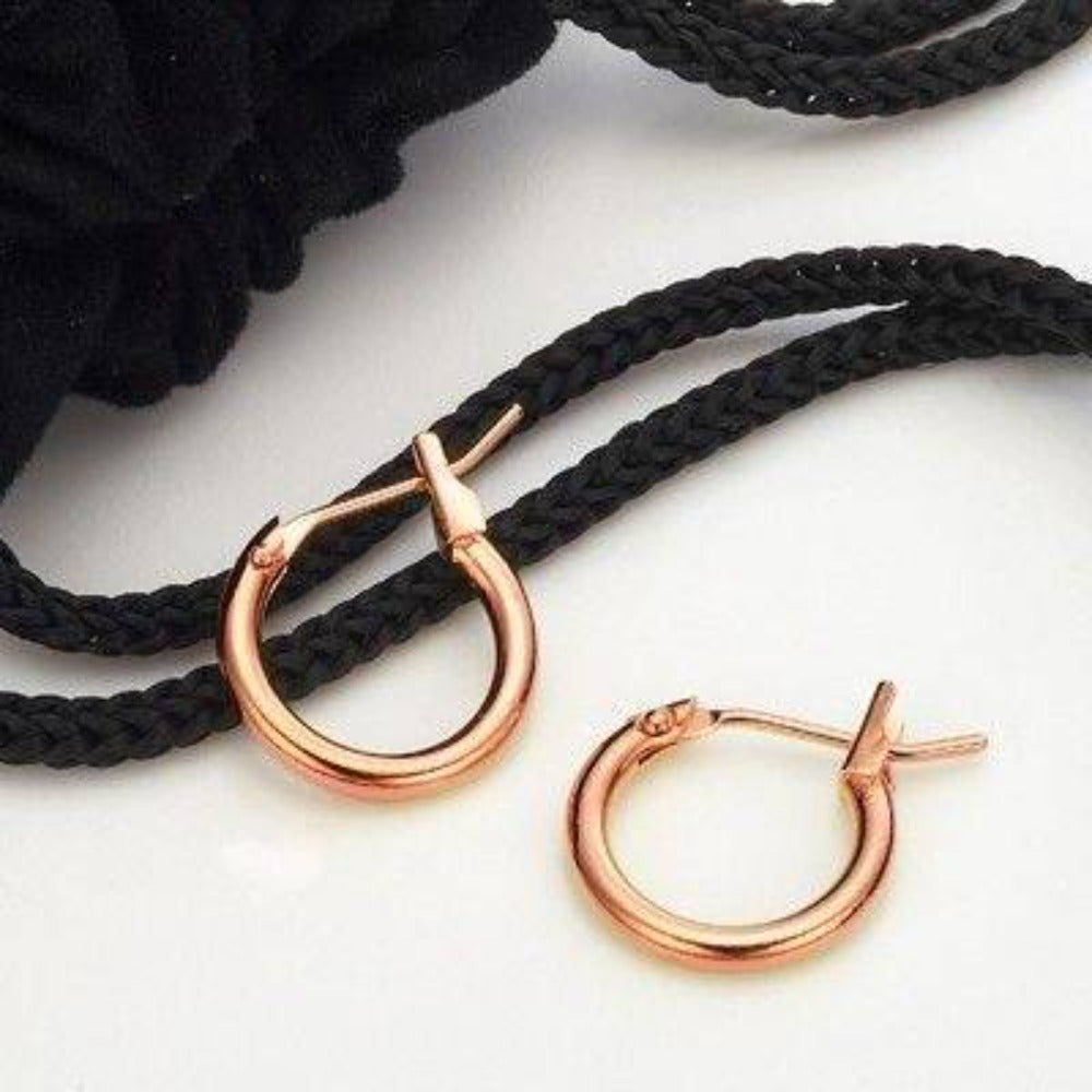 18ct Heavy Rose Gold Plated 6mm (Babies) & 9mm (Children's) Hoop Earrings - USA Made