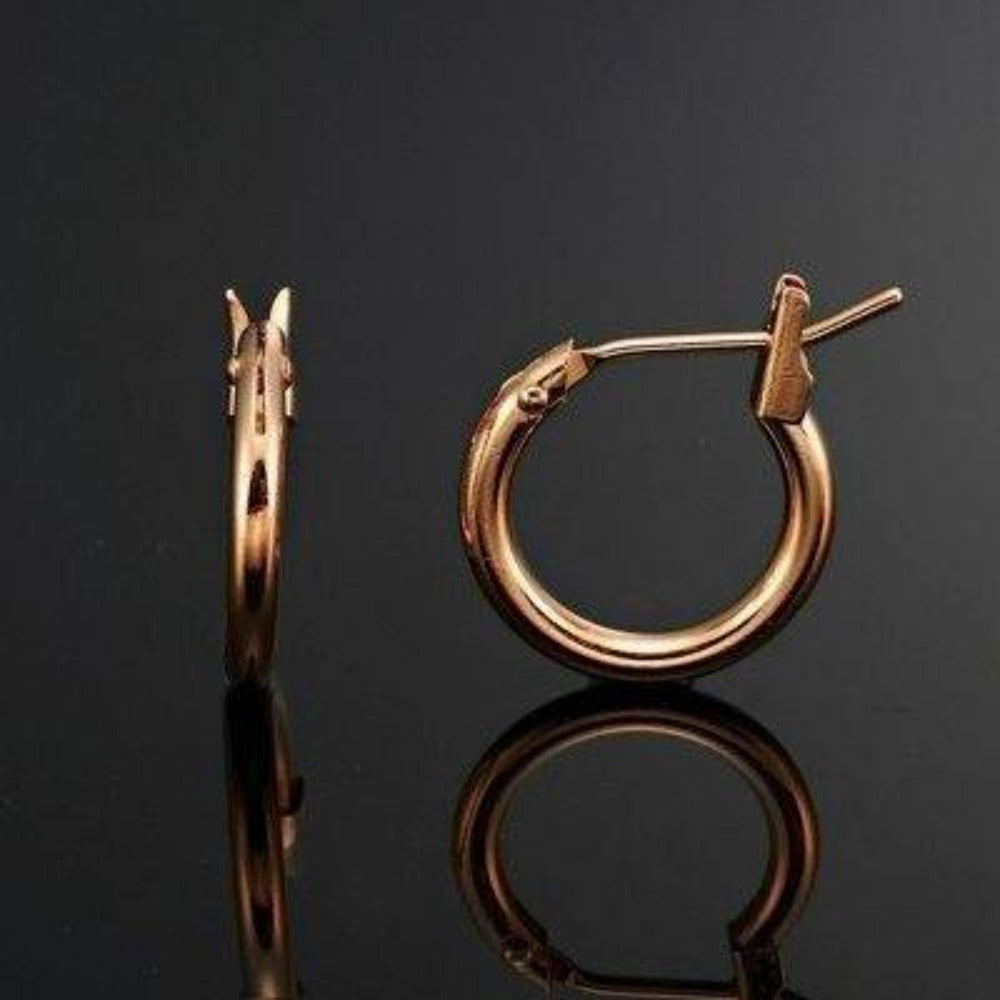 Pendientes de aro para niños y bebés, chapados en oro rosa pesado de 18 quilates, fabricados en EE. UU.