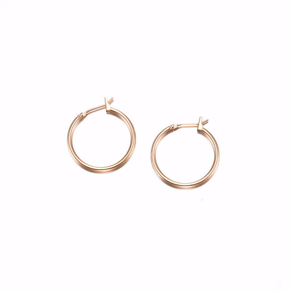Pendientes de aro chapados en oro rosa pesado de 18 quilates, fabricados en EE. UU.