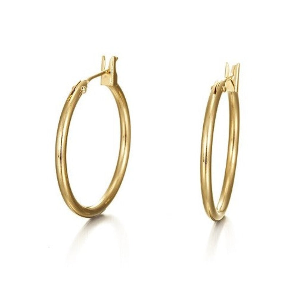 Pendientes De Aro Medianos Chapados En Oro Amarillo Pesado De 18 Quilates - E303-Ya