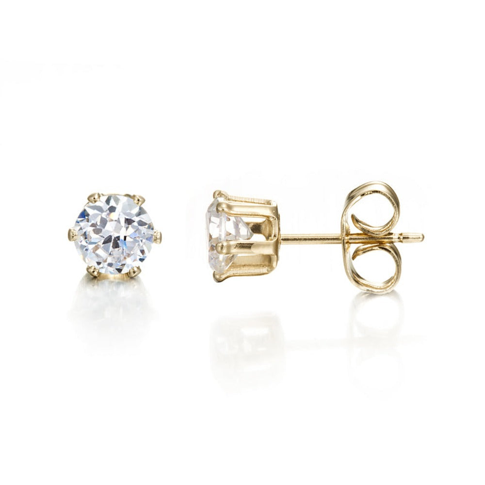 Aretes chapados en oro amarillo pesado de 18 quilates y diamantes de imitación, fabricados en EE. UU.