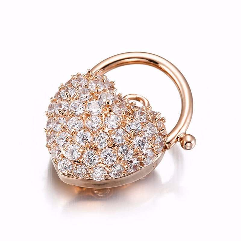 Medaillon mit Herzanhänger aus schwerem Gelbgold und Kristall, hergestellt in den USA