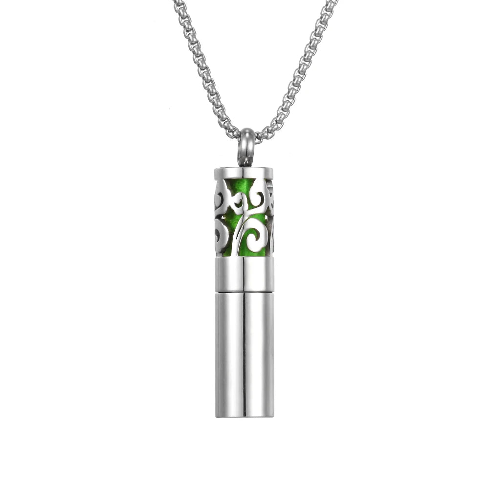 Designer Stainless Steel Aromatherapy Perfume Necklace, includes 11 Colour Pads