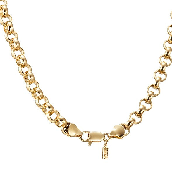 Collar de cadena Belcher chapado en oro amarillo de 18 quilates con cierre de mosquetón