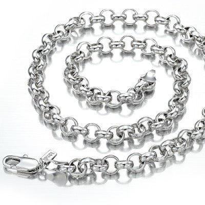 925 Sterling Silver Plated 6mm Belcher Chain Necklace with Lobster Clasp