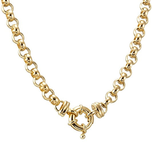18ct Heavy Yellow Gold Plated 6mm Belcher Chain Necklace with Marina Bolt Clasp - USA Made