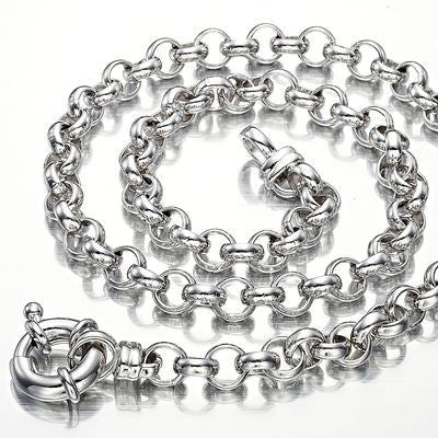 925 Sterling Silver Plated 6mm Belcher Chain Necklace with Marina Bolt Clasp - USA Made