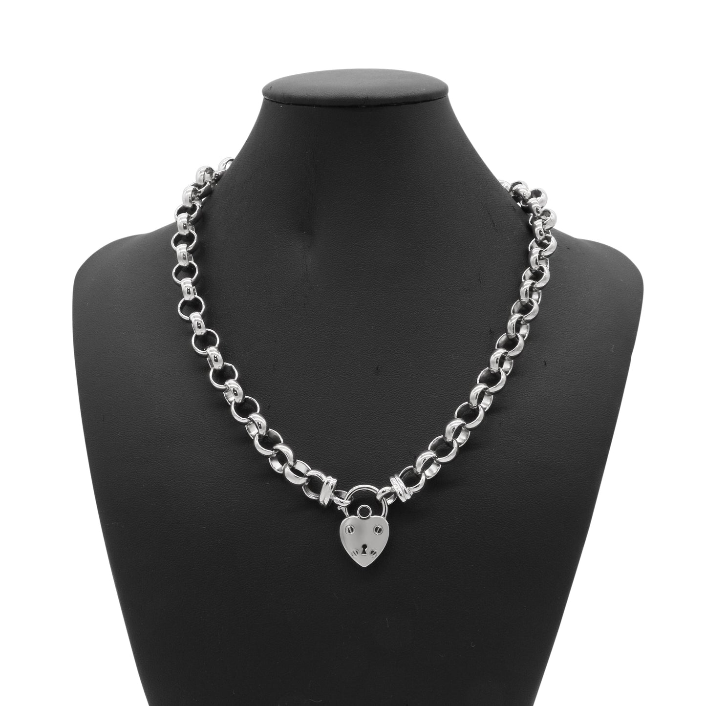 925 Sterling Silver Plated 10mm Belcher Chain Necklace with a Small Plain Locket