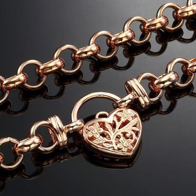 Collar de cadena Belcher chapado en oro rosa de 18 quilates con medallón de filigrana, fabricado en EE. UU.