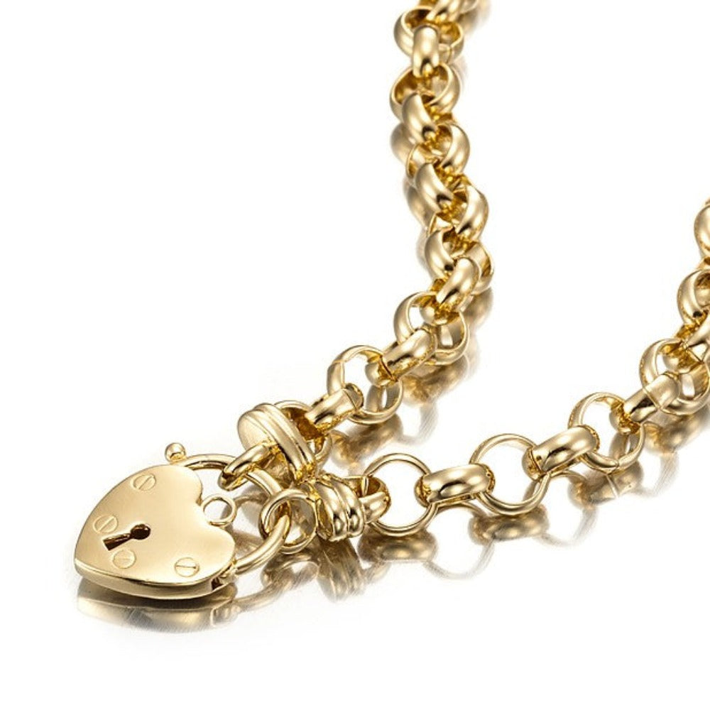18ct Heavy Yellow Gold Plated 10mm Belcher Chain Necklace with a Small Plain Locket