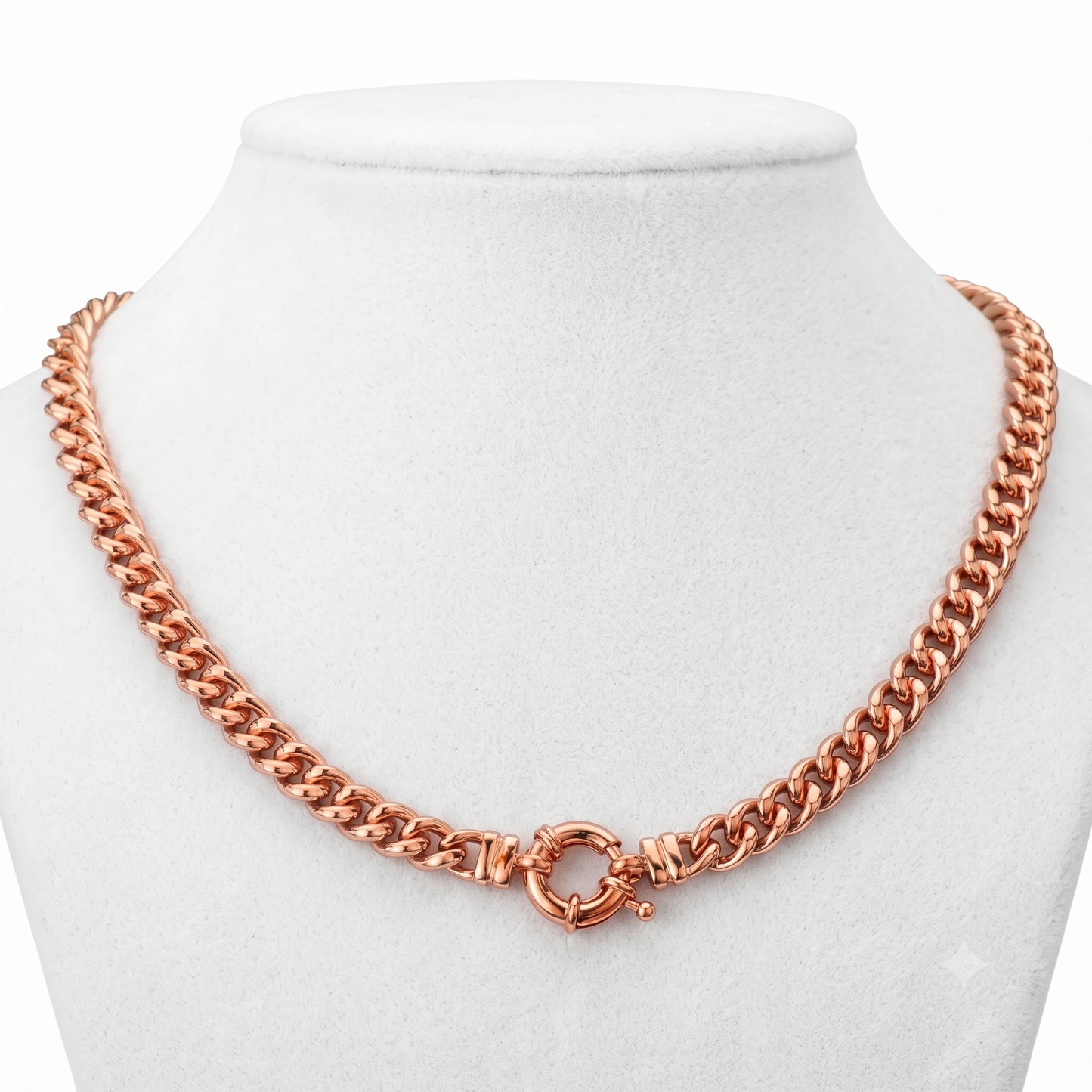 18ct Heavy Rose Gold Plated Euro Chain Necklace with Marina Bolt Clasp - USA Made