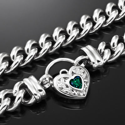 925 Sterling Silver Plated 12mm Euro Chain Necklace with a Green Filigree Locket - USA Made