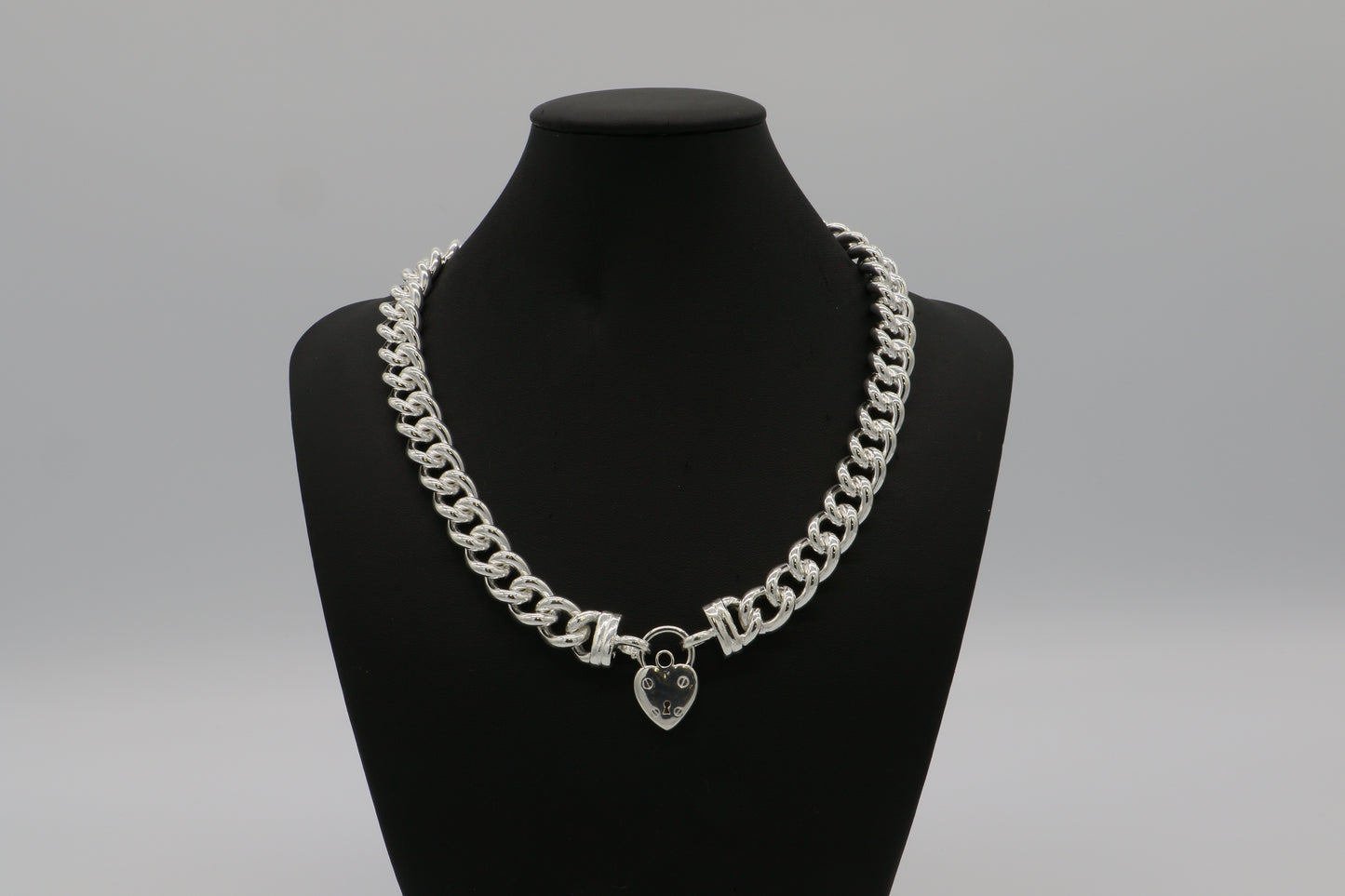 925 Sterling Silver Plated 12mm Euro Chain Necklace with a Small Plain Heart Locket - USA Made